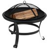 Flash Furniture 22" Round Wood Burning Firepit with Mesh Spark Screen and Poker YL-202-22-GG